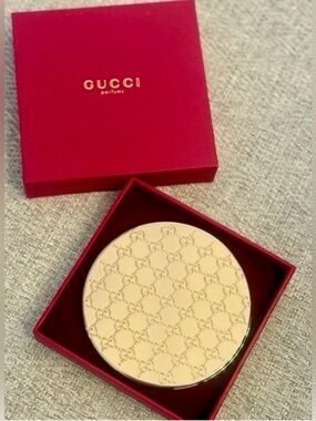 Gucci Gold Monogram Double Mirror. NEW in SEALED BOX.